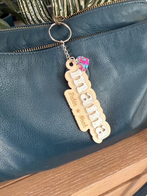 Porte clef maman personnalisable en bois